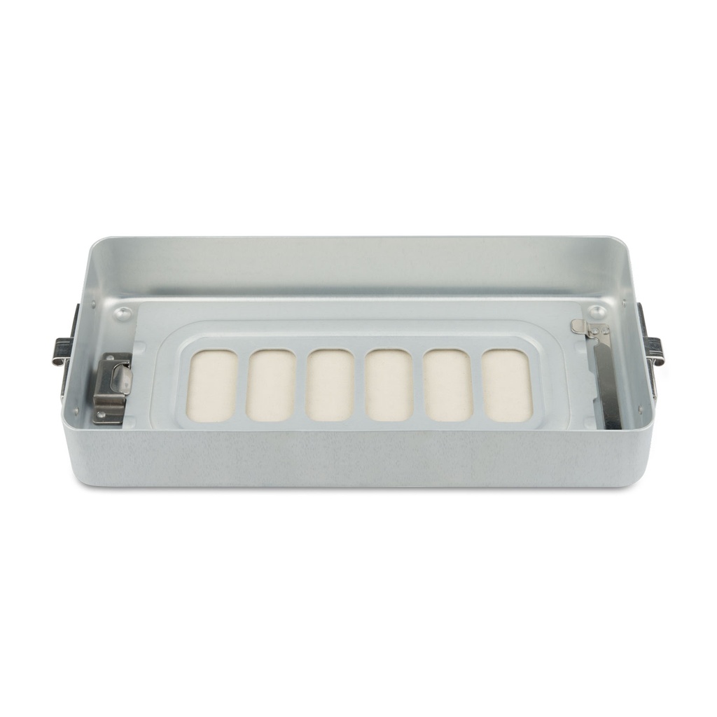 [500615] 5 cm high base part for small set container, perforated, flat, 300 x 140 x 45 mm, silver