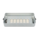 5 cm high base part for small set container, perforated, flat, 300 x 140 x 45 mm, silver