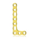 EickLoxx Small Contour 2.2 L-alakú csontlemez, jobb oldali, 9 lyuk, 18 × 39 mm, 1.7 / 2.3 rendszer, sárga