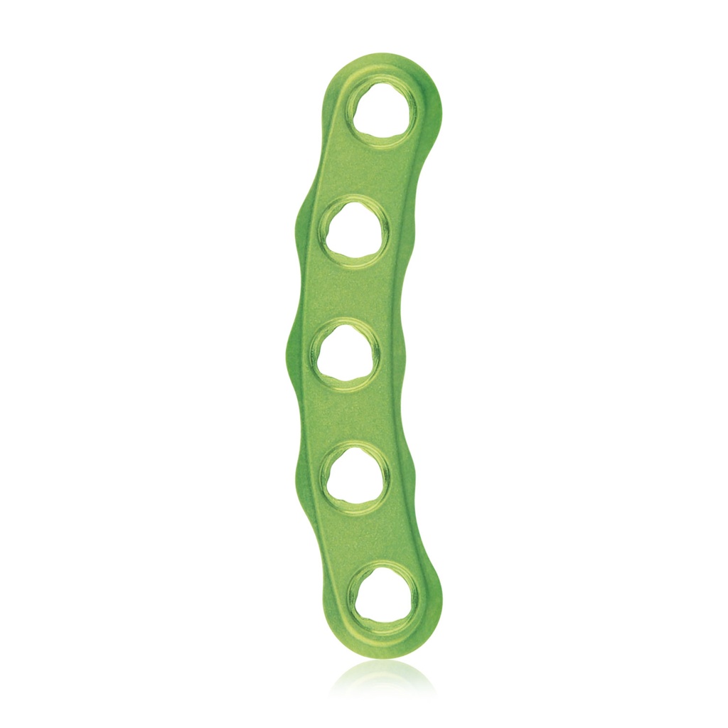 EickLoxx Small Contour 2.2 C-alakú csontlemez, 5 lyuk, 6 × 30 mm, 1.7 / 2.3 rendszer, zöld