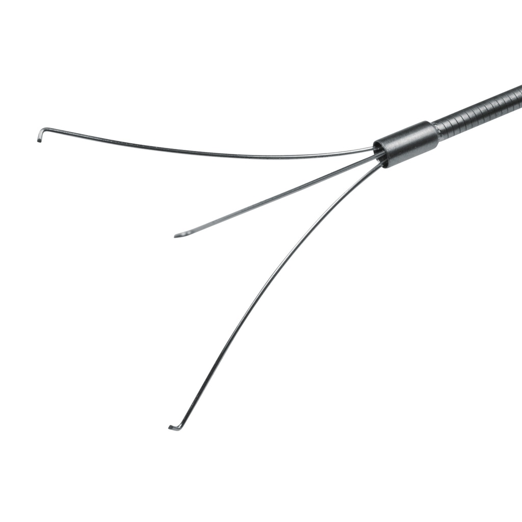 Idegentest-fogó kampóval, flexibilis, 3 karmú, Ø 2,8 mm-től kezdődő munkacsatornákhoz, hossz: 400 cm