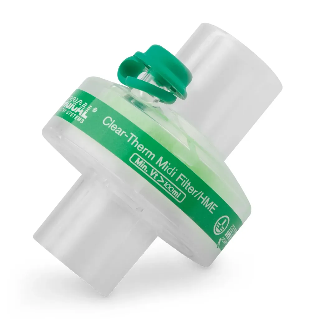 Filtro batterico Midi, per il collegamento tra il raccordo a Y e l'adattatore del tubo endotracheale, (conf. da 20 pz)
