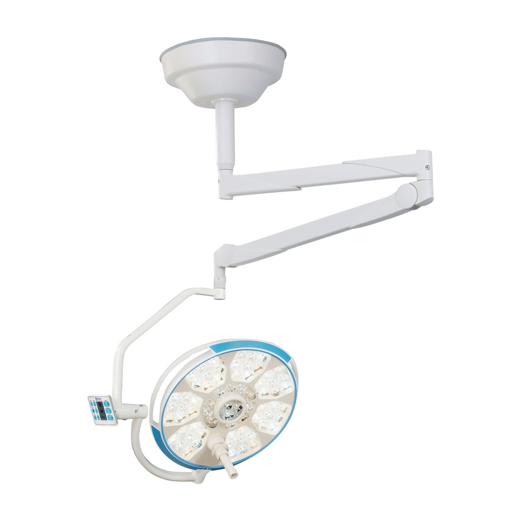 Lampada operatoria DR. MACH LED 6MC – Modello a soffitto, fuoco variabile, 140.000 lux