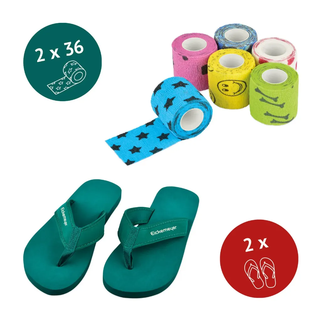 [A05075801] Offerta speciale: 2 x EICKWRAP FUN + un paio di infradito da uomo e un paio da donna
