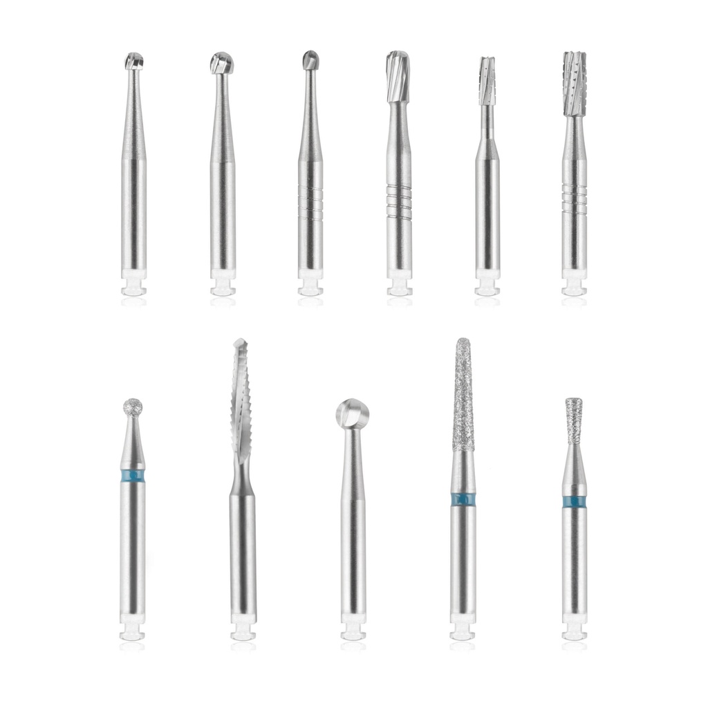[174105] Set di  punte veterinarie per contrangoli composto da 11 pz.: 1 x  punta diamante mis. 12