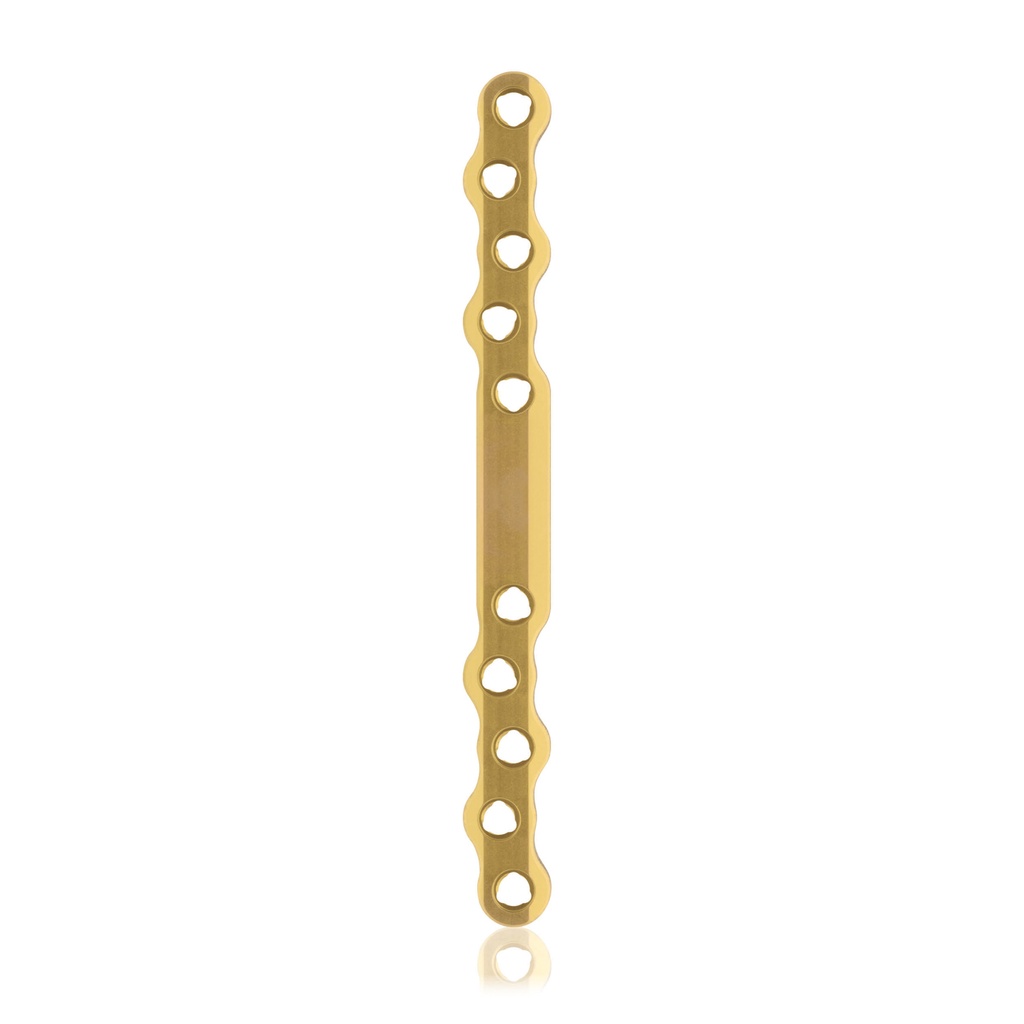 Placca ossa EickLoxx tipo-S 10-fori, 120 x 10 x 4,5mm. in titanio, oro