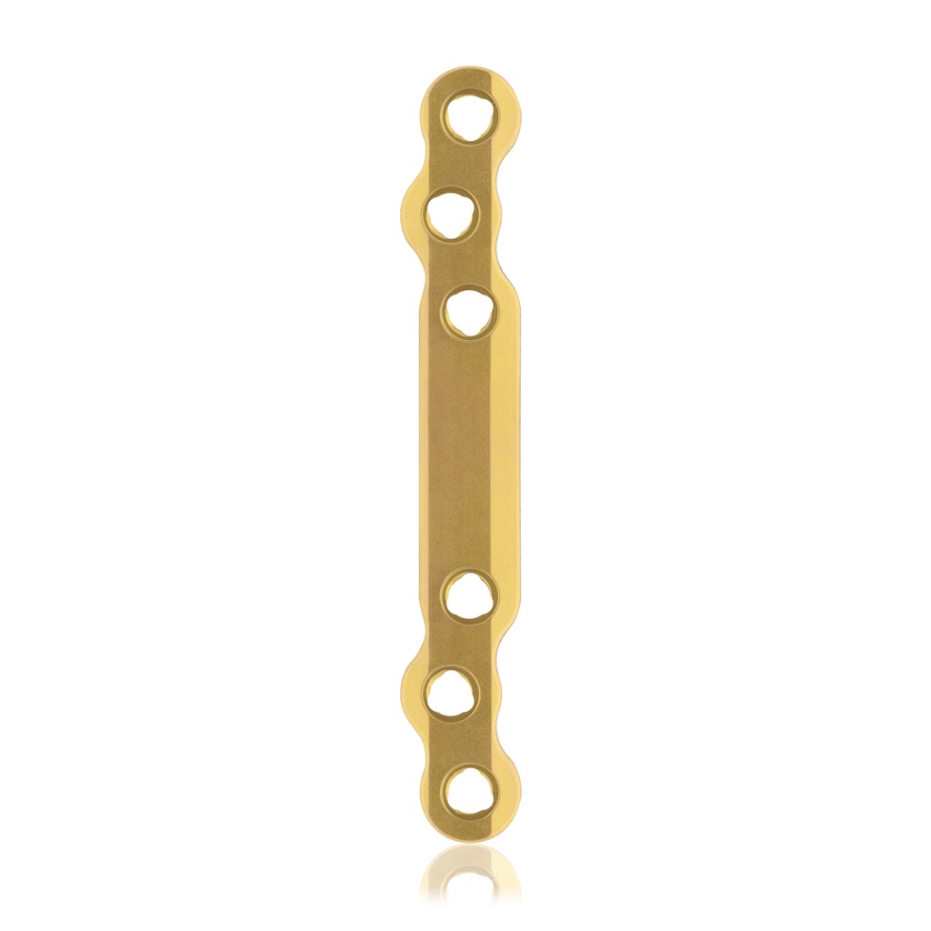 Placca oss EickLoxx a forma di S 6-fori,  80 x 10 x 4,5mm. in titanio, oro