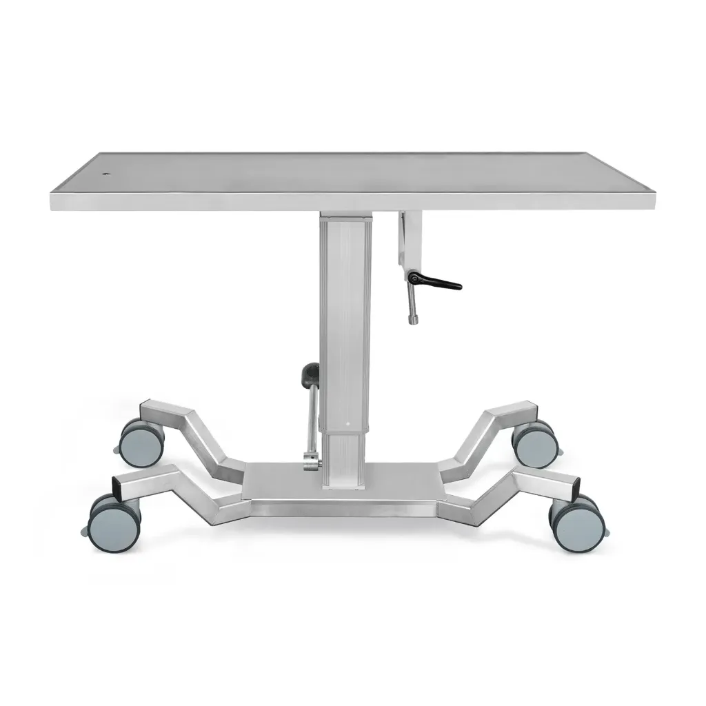 Tavolo operatorio e da visita mobile con base a X, idraulico, piano del tavolo 50x130 cm, con 4 doppie ruote