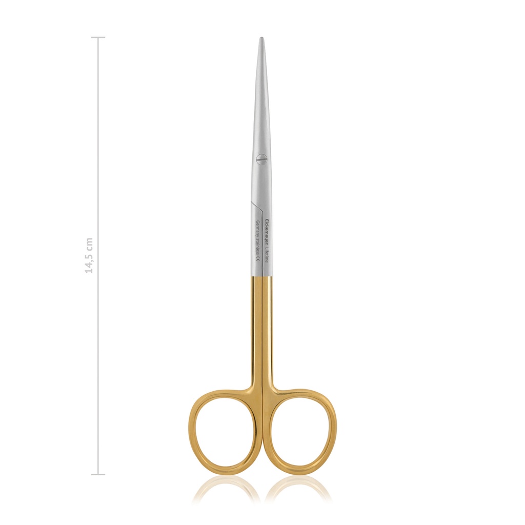 [116315] Forbici da dissezione METZENBAUM 14,5 cm, curve, con lama dentata, TC