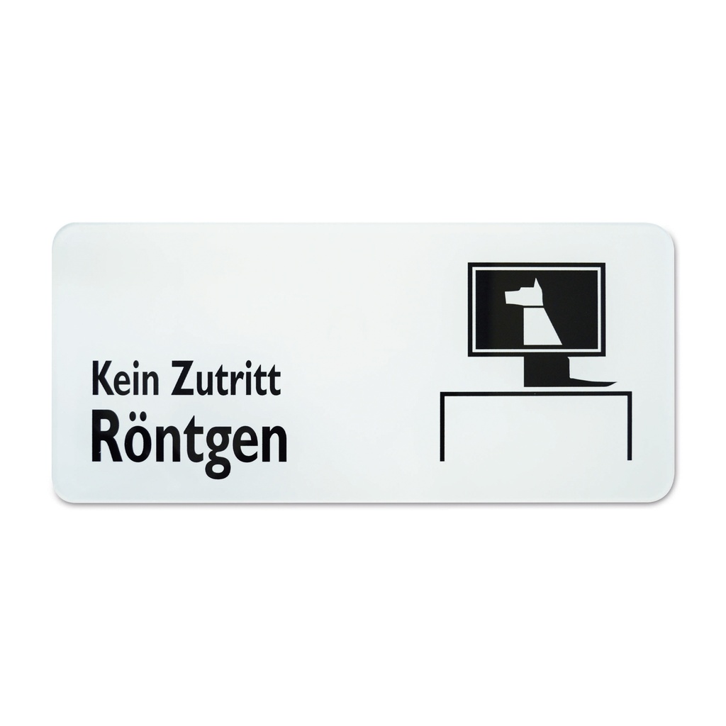 Targhetta in plexiglass  " Vietato entrare in radiologia",  30 cm x 13,5 cm