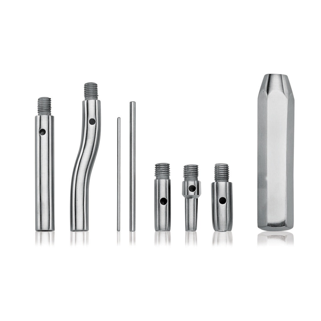 [177760] Set elevatore lupini completo con 2 testine, prolunga e manipolo, taglia larga 3 mm, composto da: piccolo, medio