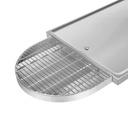 Vassoio dentale curvo con griglia, per tavolo operatorio con base a X, 50 x 35 cm