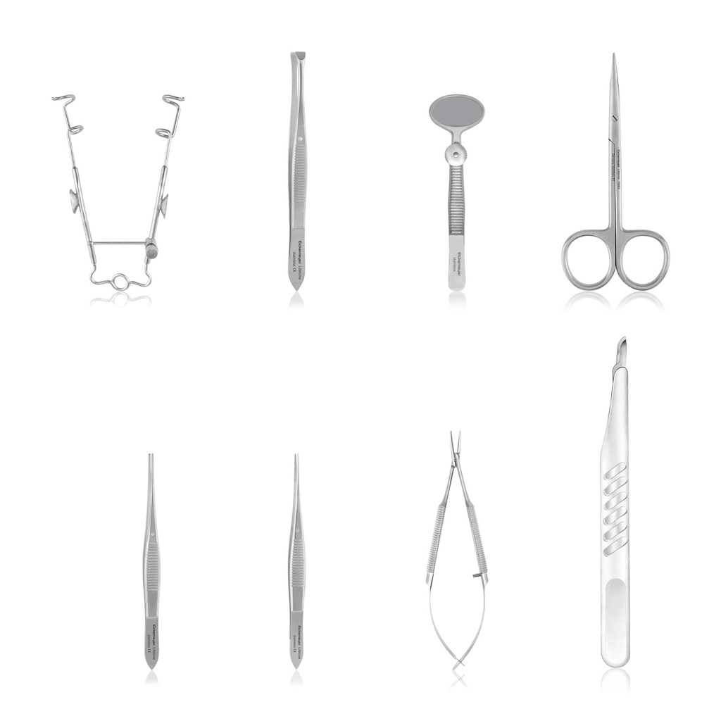 [171210] Mini kit oftalmico per la chirurgia della palpebra, set da 8 strumenti
