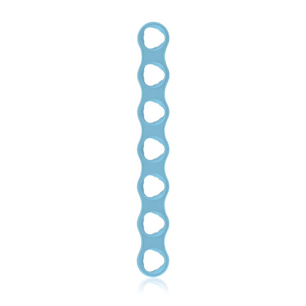Plade til EickLoxx Micro sæt. Lige, 1,0 mm med 7 huller: 27,5x3,5x1,0 mm. Lyseblå,
