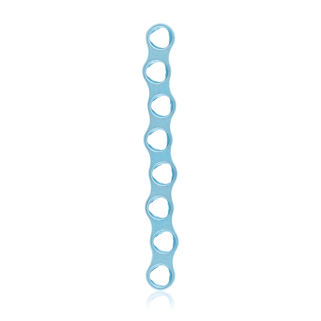 Plade til EickLoxx Micro sæt. Lige, 1,0 mm med 8 huller 31,5x3,5x1,0 mm. Lyseblå