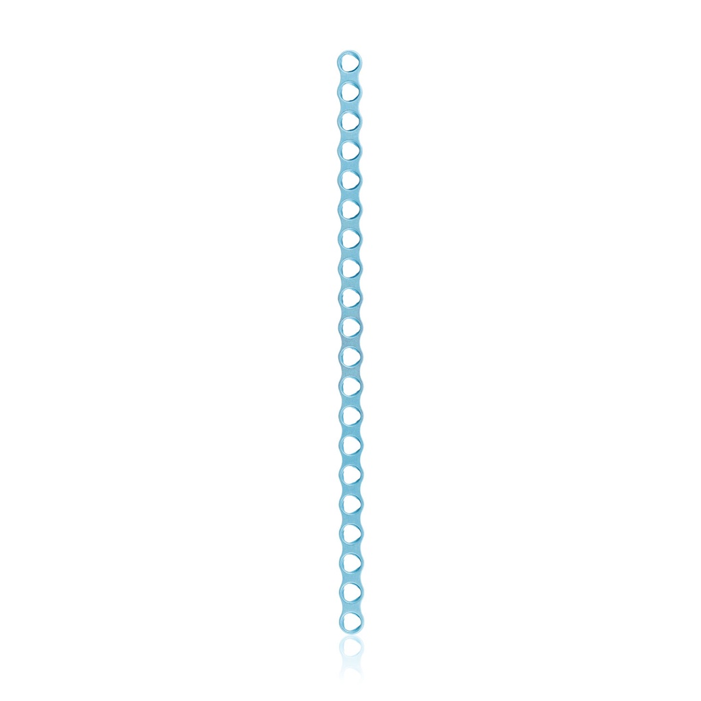 Plade til EickLoxx Micro sæt. Lige, 1,0 mm med 20 huller: 79,5x3,5x1,0 mm. Lyseblå