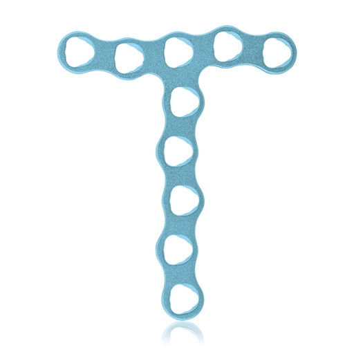 [197414] Plade til EickLoxx Micro sæt. T-formet, 1,0 mm med 10 huller: 23,5x19,5x3,5x1,0 mm. Lyseblå