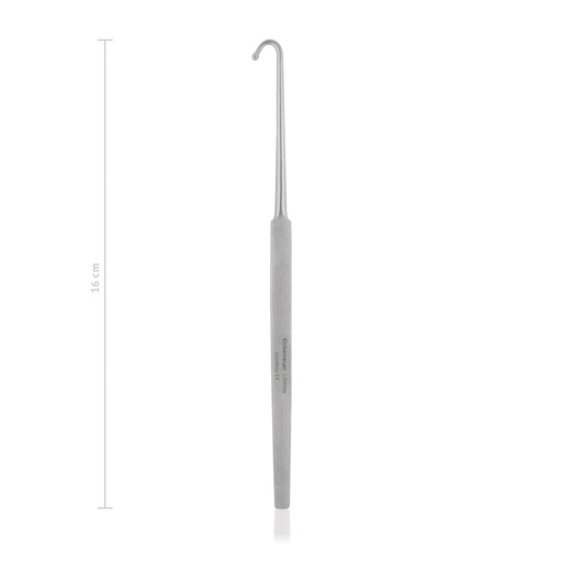 [851317] Uncino per castrazione dei gatti, 16 cm con bottone, diametro= 3 mm