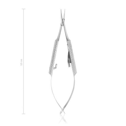 [173010] Portaghi BARRAQUER-TROUTMAN, curvo, 10 cm, manico arrotondato, con fissatore