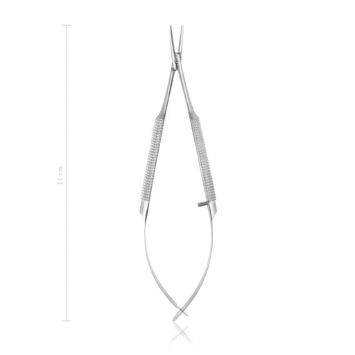 [173011] Portaghi BARRAQUER, 11 cm, curvo, manico arrotondato, senza fissatore.